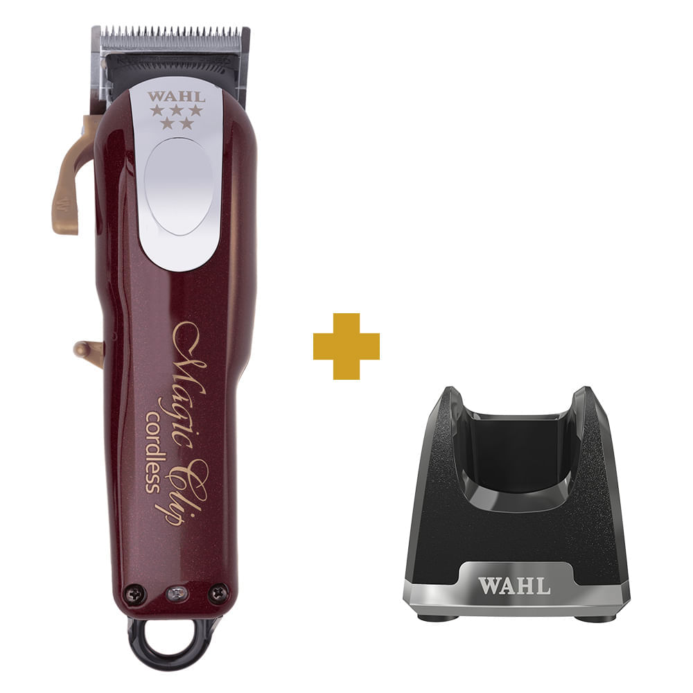 Kit Máquina de Cortar Cabelo Wahl Magic Clip Cordless Bivolt + Base carregadora Premium Bivolt Wahl