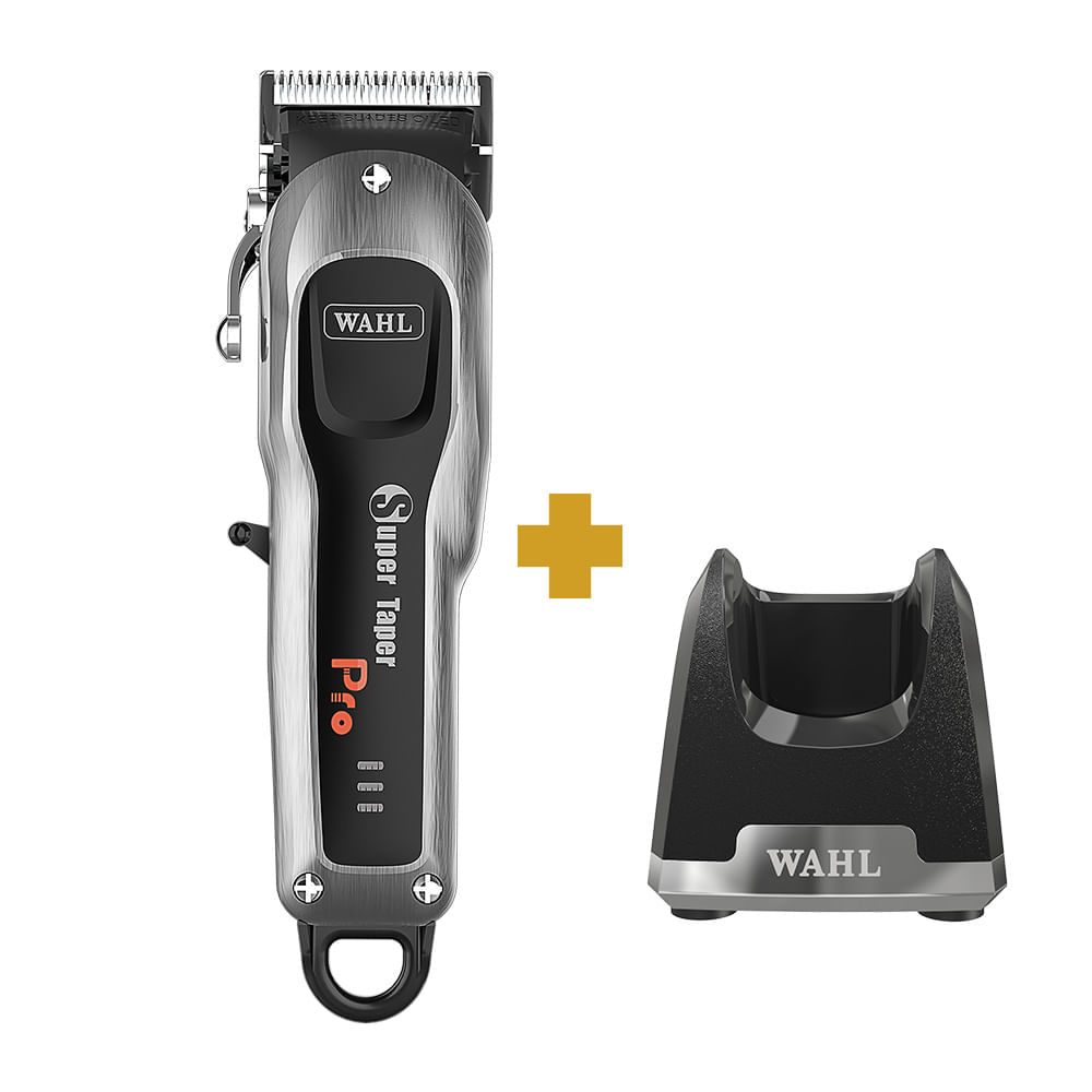 Kit Máquina de Cortar Cabelo Wahl Super Taper Pro Cordless Bivolt + Base carregadora Premium Bivolt Wahl