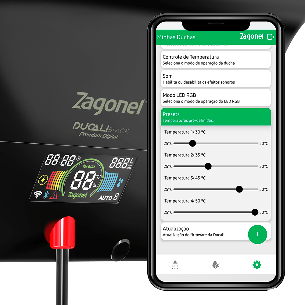 Chuveiro Ducha Ducali Digital Premium Smart Preto - Zagonel - Imagem 8