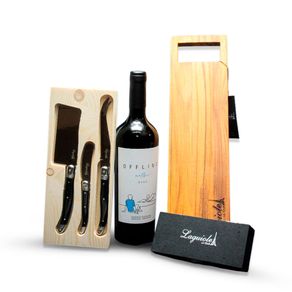 Kit Vinho Malbec Vistalba, Saca-rolhas, Tábua E Facas Para Queijo De Luxo