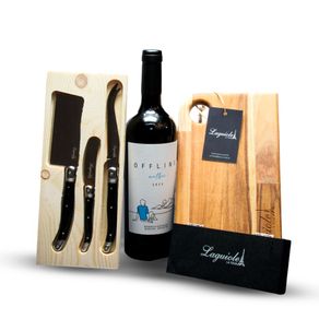 Kit Vinho Malbec Vistalba, Saca-rolhas, Tábua E Facas Para Queijo De Luxo