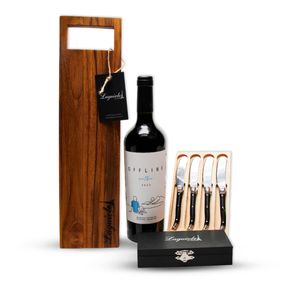 Kit Vinho Malbec Vistalba, Saca-rolhas, Tábua E Facas Para Manteiga De Luxo