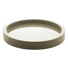 Bandeja circular em madeira laqueada com vidro 34x4cm - Menta