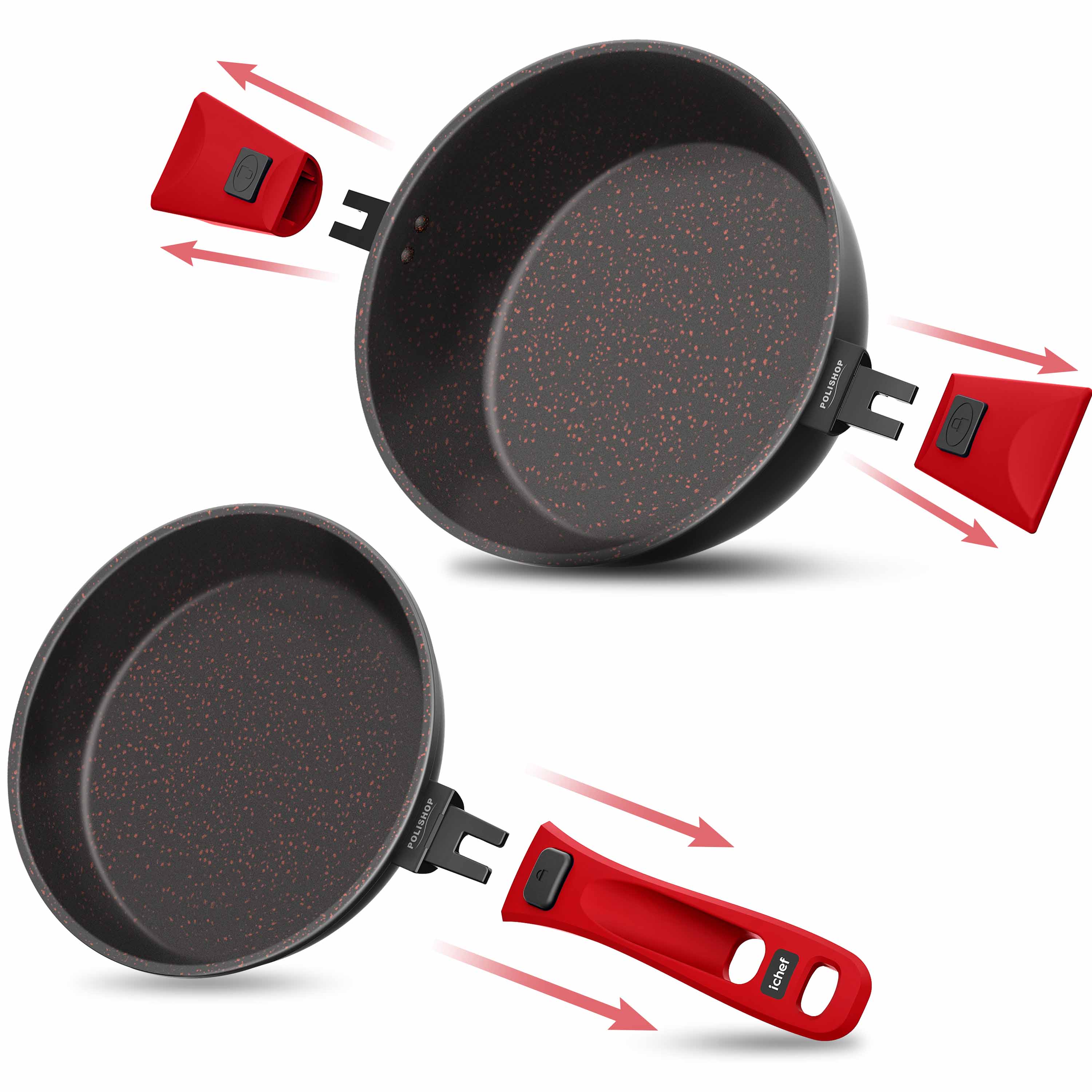 Panelas Ichef Ultra Family Size 24cm, Sauté Petit 20cm com Tampas de Vidro Vermelha - Imagem 2