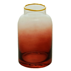 Vaso de Vidro Ombré em Degradê cor Coral 8 cm x 14 cm