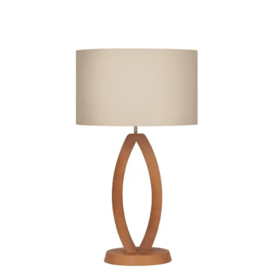 Abajur Tradicional Imbuia C/Cúpula Tecido Bege 40X60CM Ref.436 IMB.TC.BG - Ar Iluminação