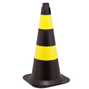 Cone Sinalização 50cm Preto/Amarelo Cod. 3401 - Ledan Ledan