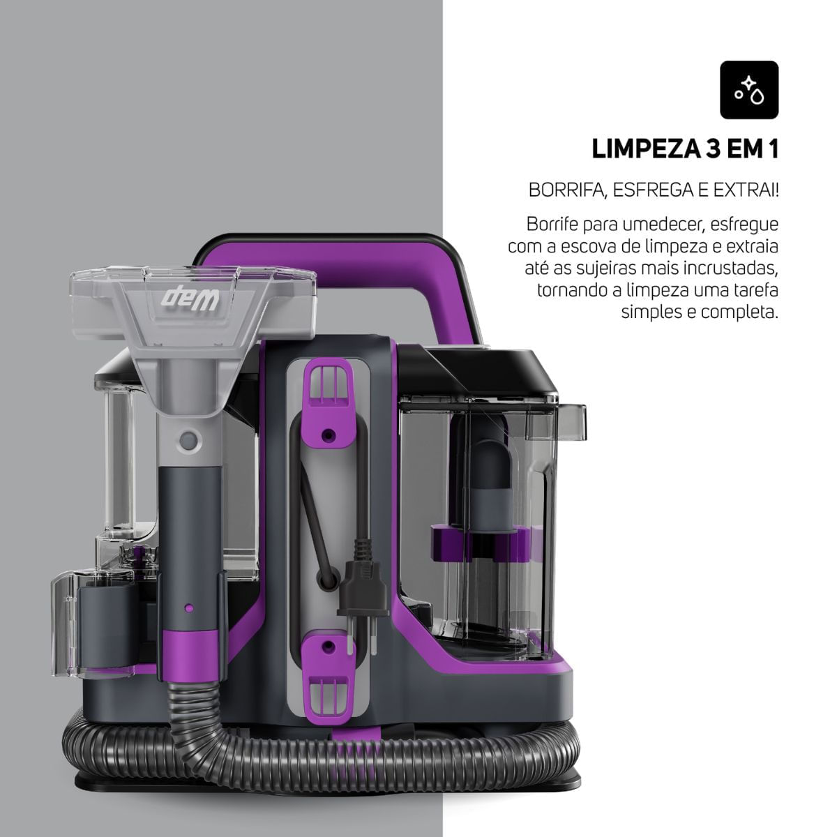 Extratora Portátil 3 Em 1 WAP SPOT CLEANER W3 1450w Cinza/Roxo 127v - Imagem 4