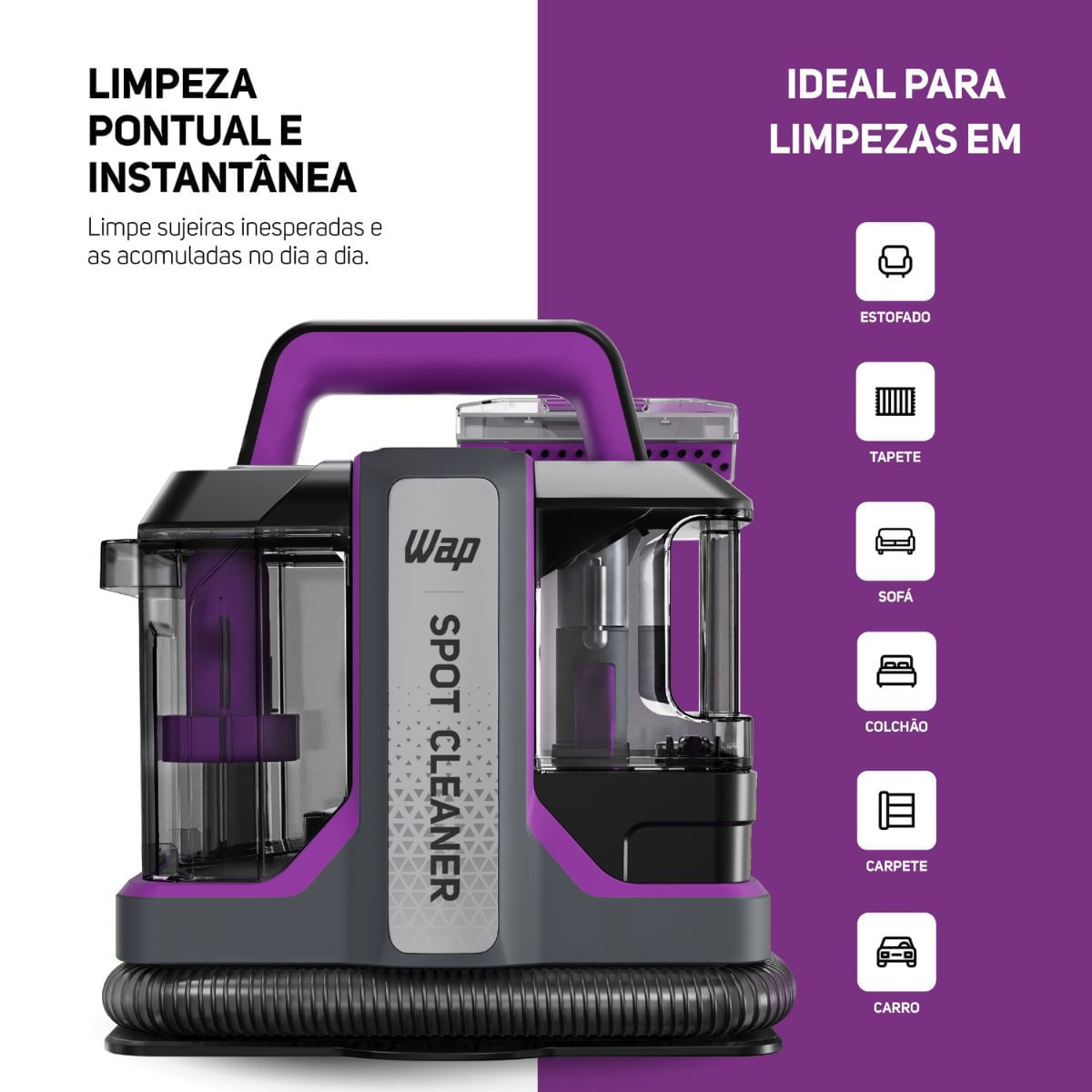 Extratora Portátil 3 Em 1 WAP SPOT CLEANER W3 1450w Cinza/Roxo 127v - Imagem 16