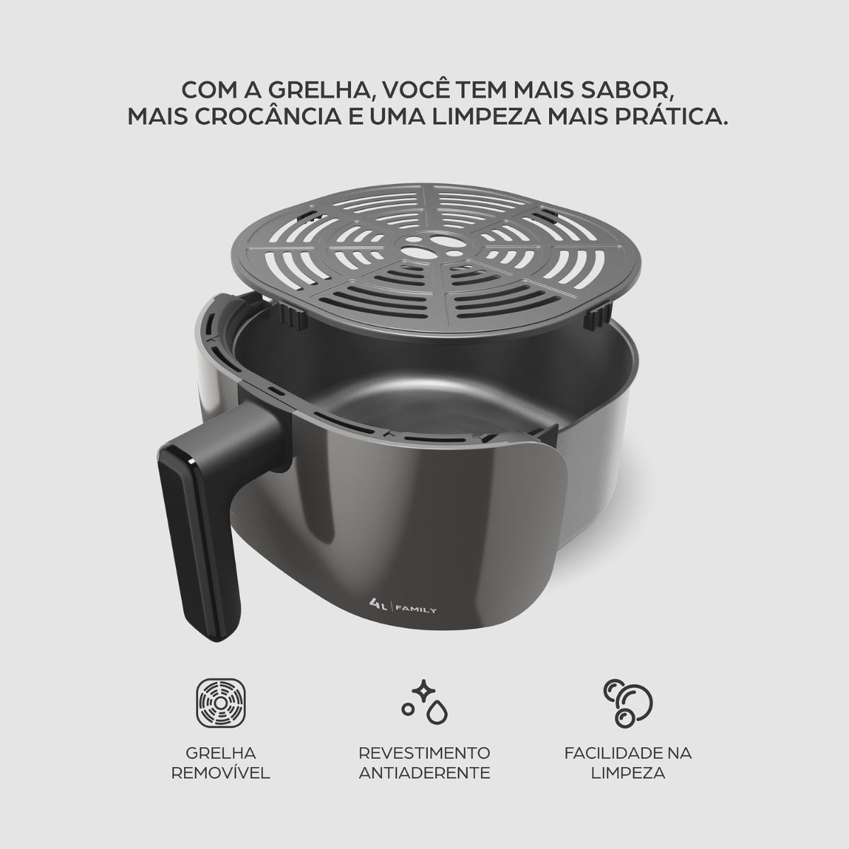 Fritadeira Elétrica Sem Óleo WAP Air Fryer Cinza 4L 1500W 127V - Imagem 9