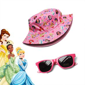 Kit Chapéu E Óculos De Sol Princesas Disney Estilo E Proteção