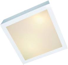 Plafon Sobrepor Borda Branca Larga 35x35cm P/2 Lampada E-27 Ref.1330 - Femarte