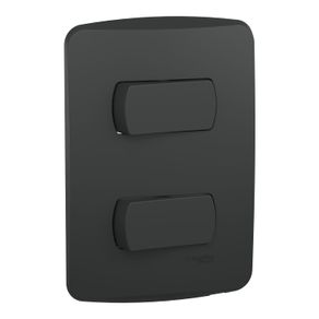 Conjunto C/Placa Horizontal 2 Interruptor Simples 10A 250V Grafite S3B62111 Miluz - Schneider Schneider