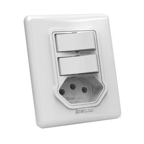 Interruptor 2 Tecla Simples + 1 Tomada 10a Linha E Ref.328-Esn Br - Enerbras