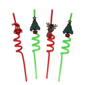 Canudo Espiral Divertido Natal 27cm Kit Com 4 Unidades Festivas SilverFestas