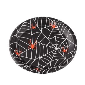 Prato Descartável Temático Halloween Teia de Aranha 10 Unidades