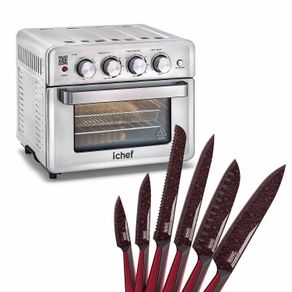 Airfryer + Forno Ichef Ovenfryer Max 26L e Conjunto de 6 Facas Special Cut Vermelha | 127V
