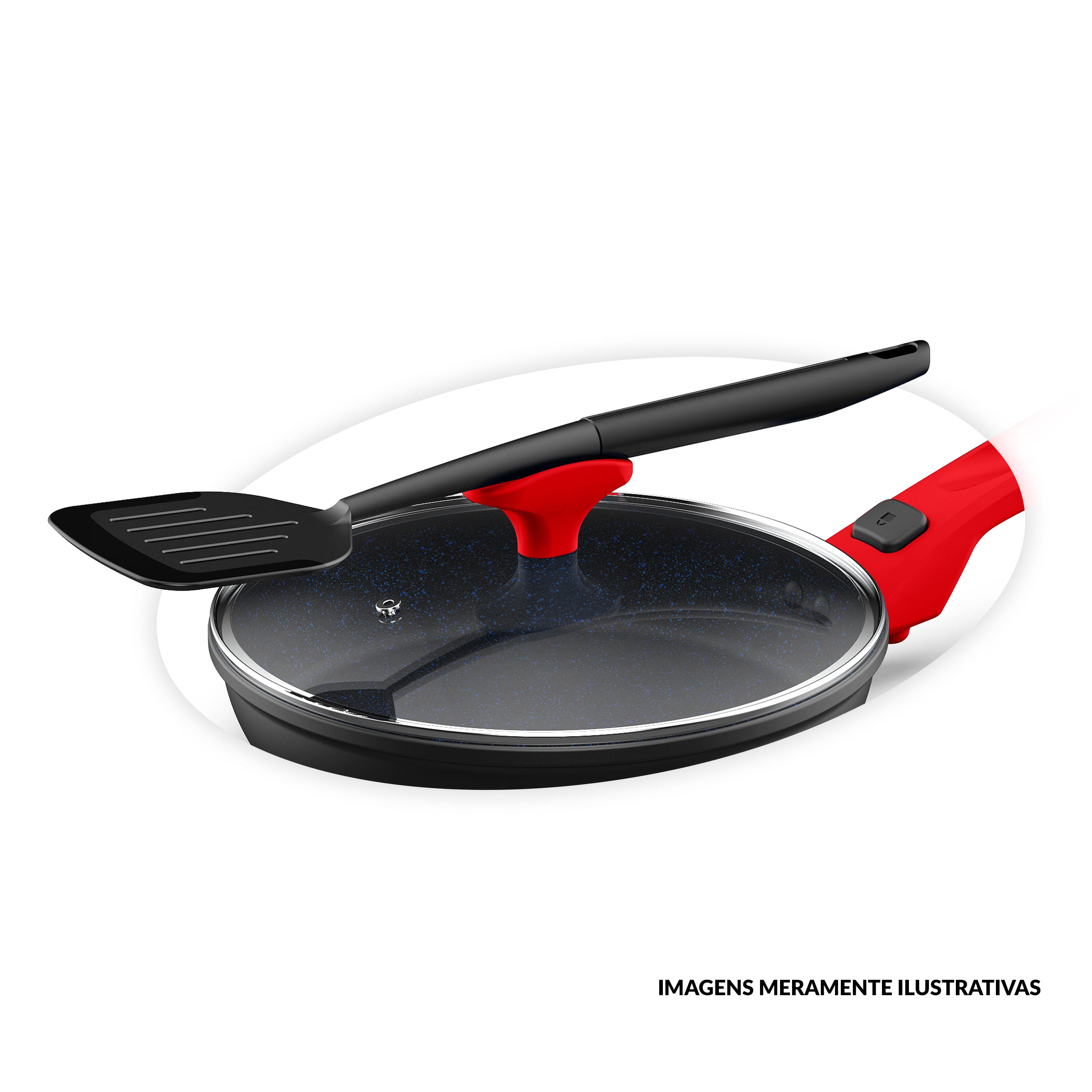 Panelas Ultra Day by Day 24cm com Tampa de Vidro Vermelho e Kit com 2 Facas Revestimento Ichef Blue - Imagem 4