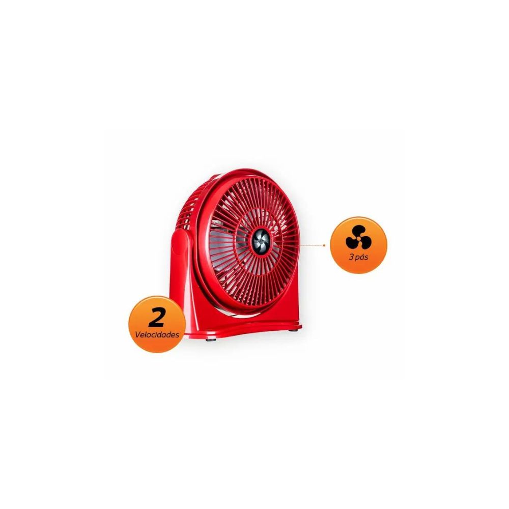 Circulador de Ar 25cm Ventimais 3 em 1 2 Vel Verm/Prata 110v - Imagem 4