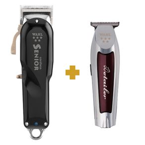 Kit Máquina de Cortar Cabelo Wahl Senior Cordless Bivolt + Máquina de Acabamento Wahl Detailer Cordless Li Bivolt Senior + Detailer