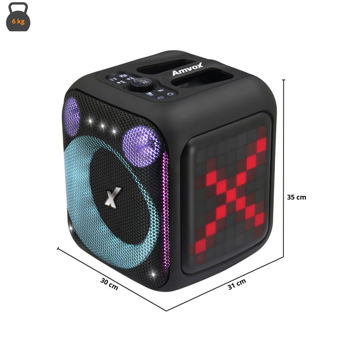 Caixa Amplif 410W Amvox ACA 410 NEON Woofer 6 Led BT USB Micro SD TWS Biv - Imagem 3