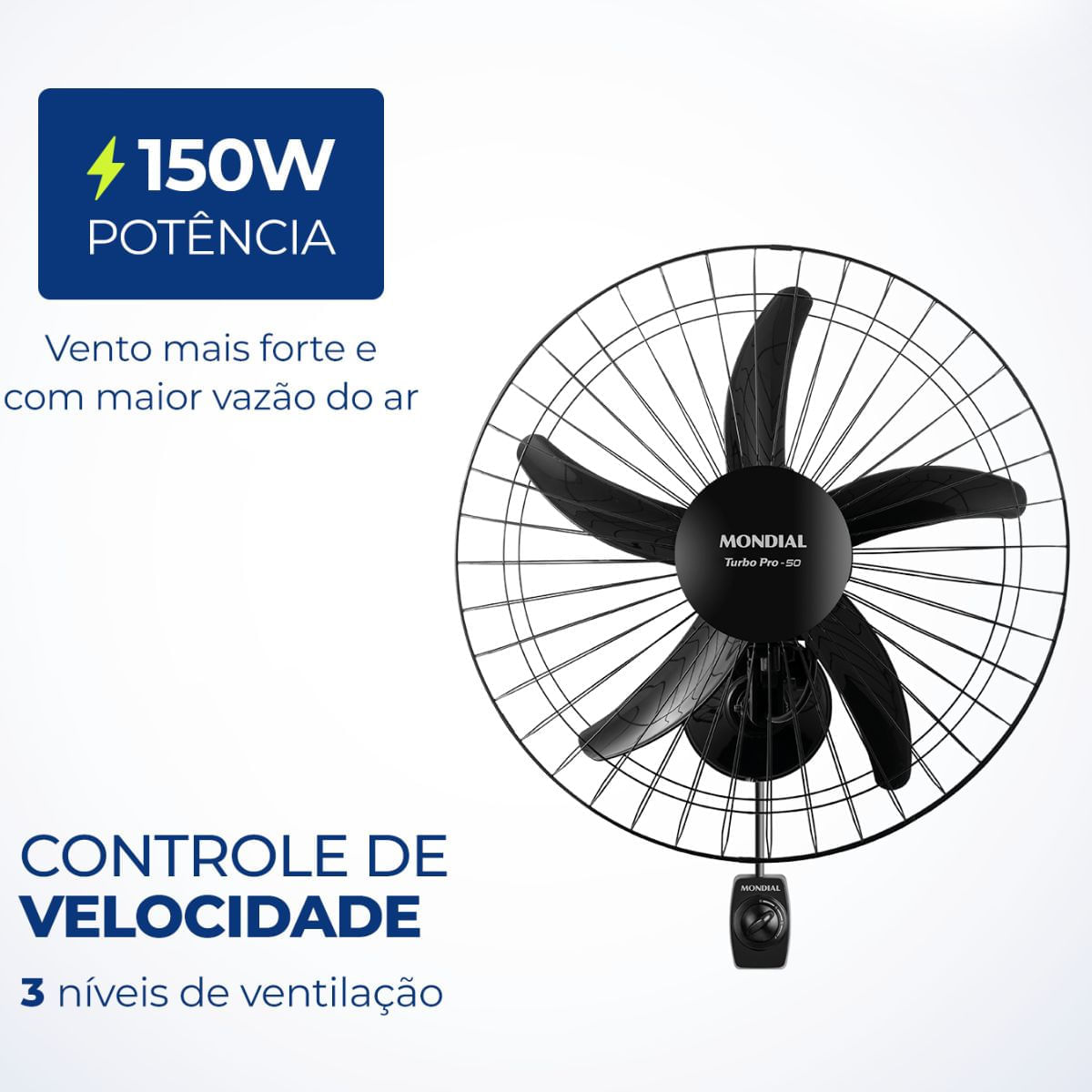 Ventilador de Parede Mondial 50cm 150w Turbo Pro NVP-PRO-50 127v - Imagem 4