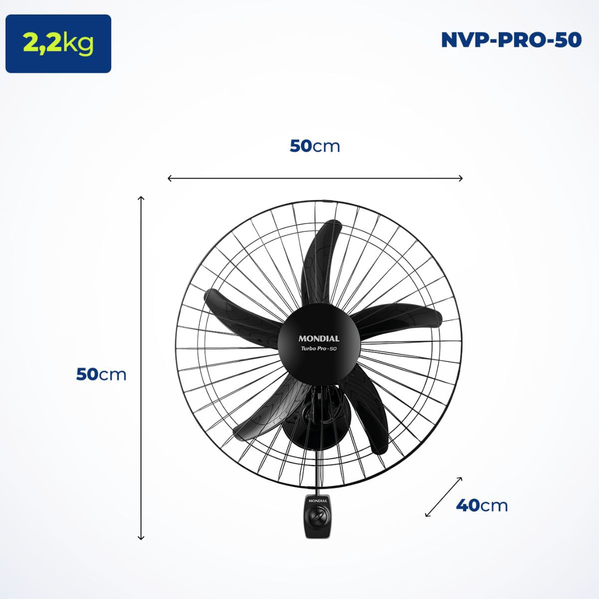 Ventilador de Parede Mondial 50cm 150w Turbo Pro NVP-PRO-50 127v - Imagem 8