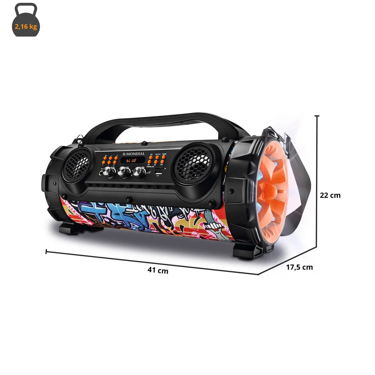 Caixa Amplif 100W Mondial Multi Connect Thunder Street MCO-08 Biv - Imagem 3