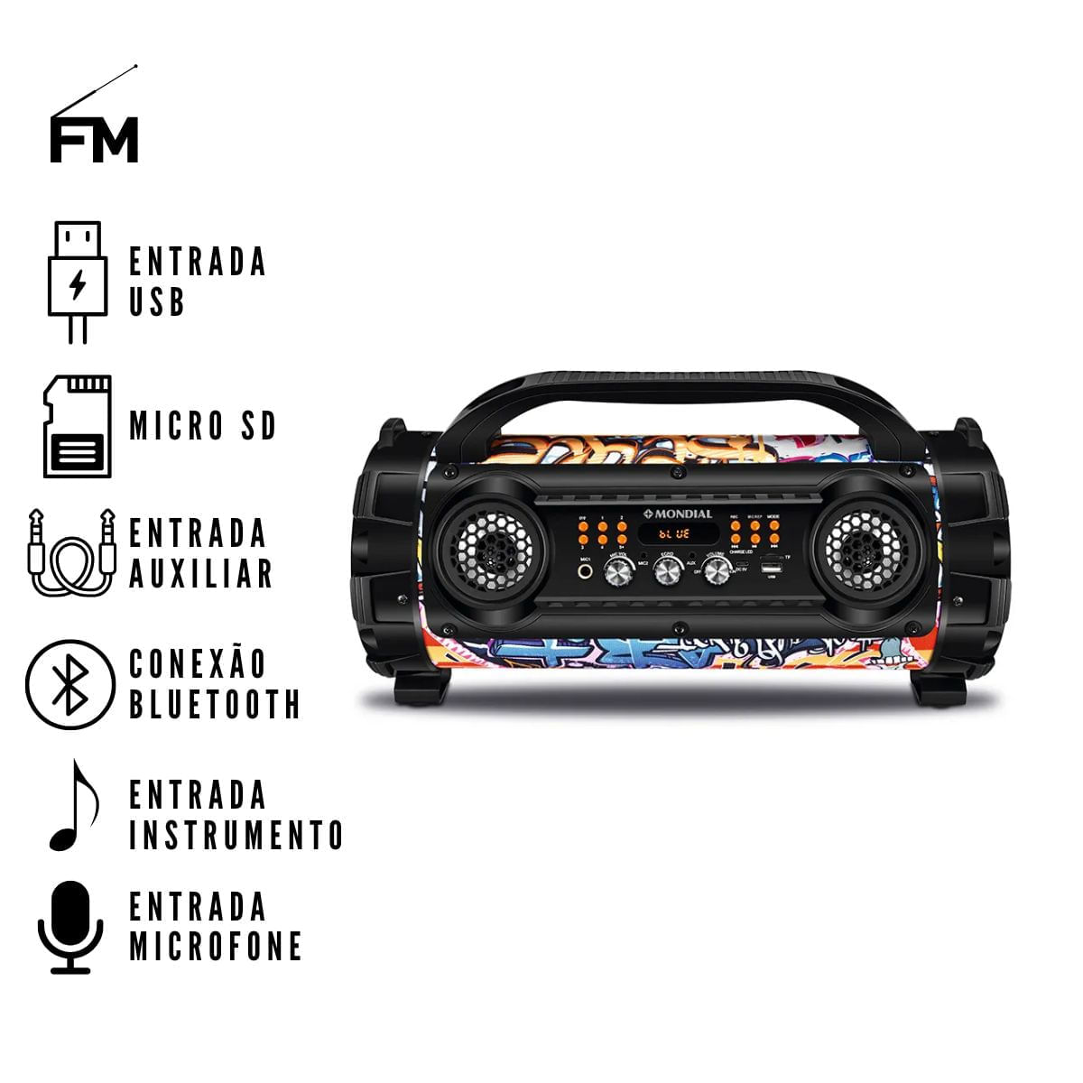 Caixa Amplif 100W Mondial Multi Connect Thunder Street MCO-08 Biv - Imagem 9