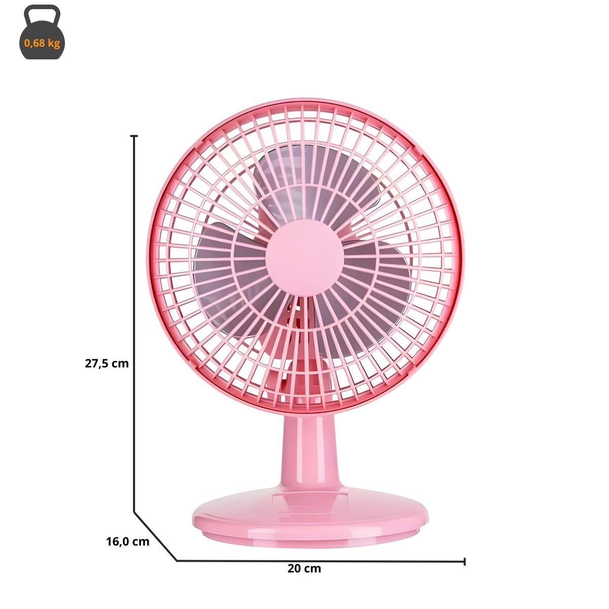 Ventilador Mini 20cm Ventimais Turbo 2 Vel Rose/Prata 110V - Imagem 3