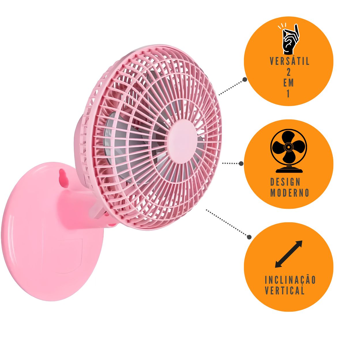 Ventilador Mini 20cm Ventimais Turbo 2 Vel Rose/Prata 110V - Imagem 15