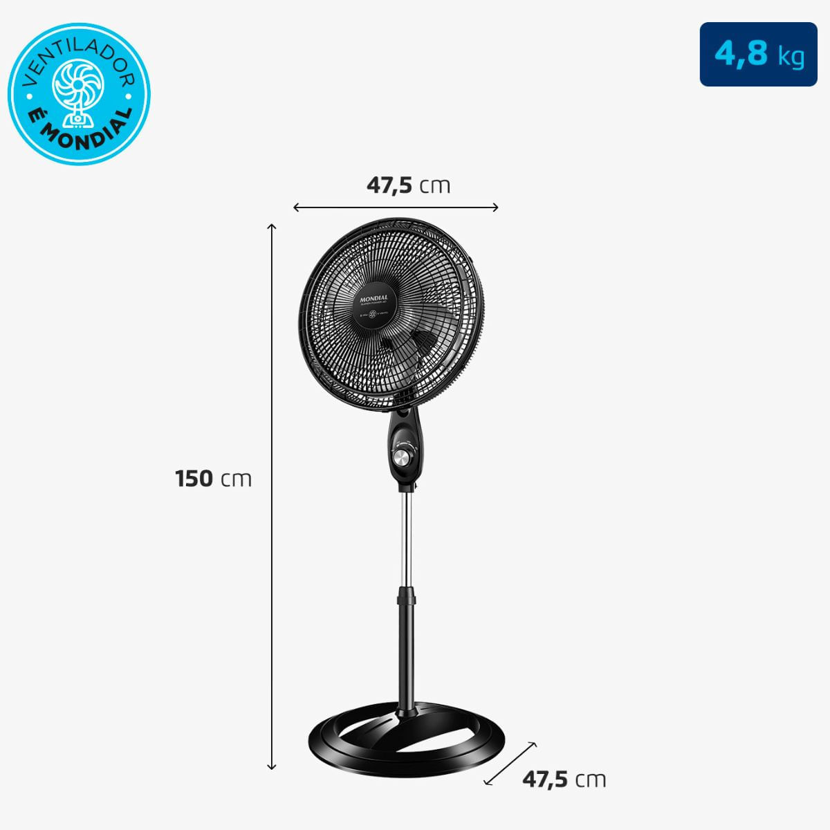 Ventilador de Coluna Mondial 40cm 140W Super Power 6p VSP-40C-NB Preto/Prata 110V - Imagem 7