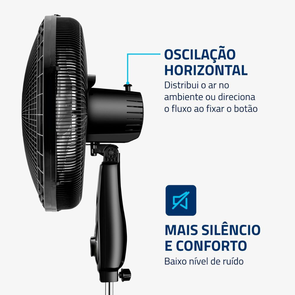 Ventilador de Coluna Mondial 40cm 140W Super Power 6p VSP-40C-NB Preto/Prata 110V - Imagem 12