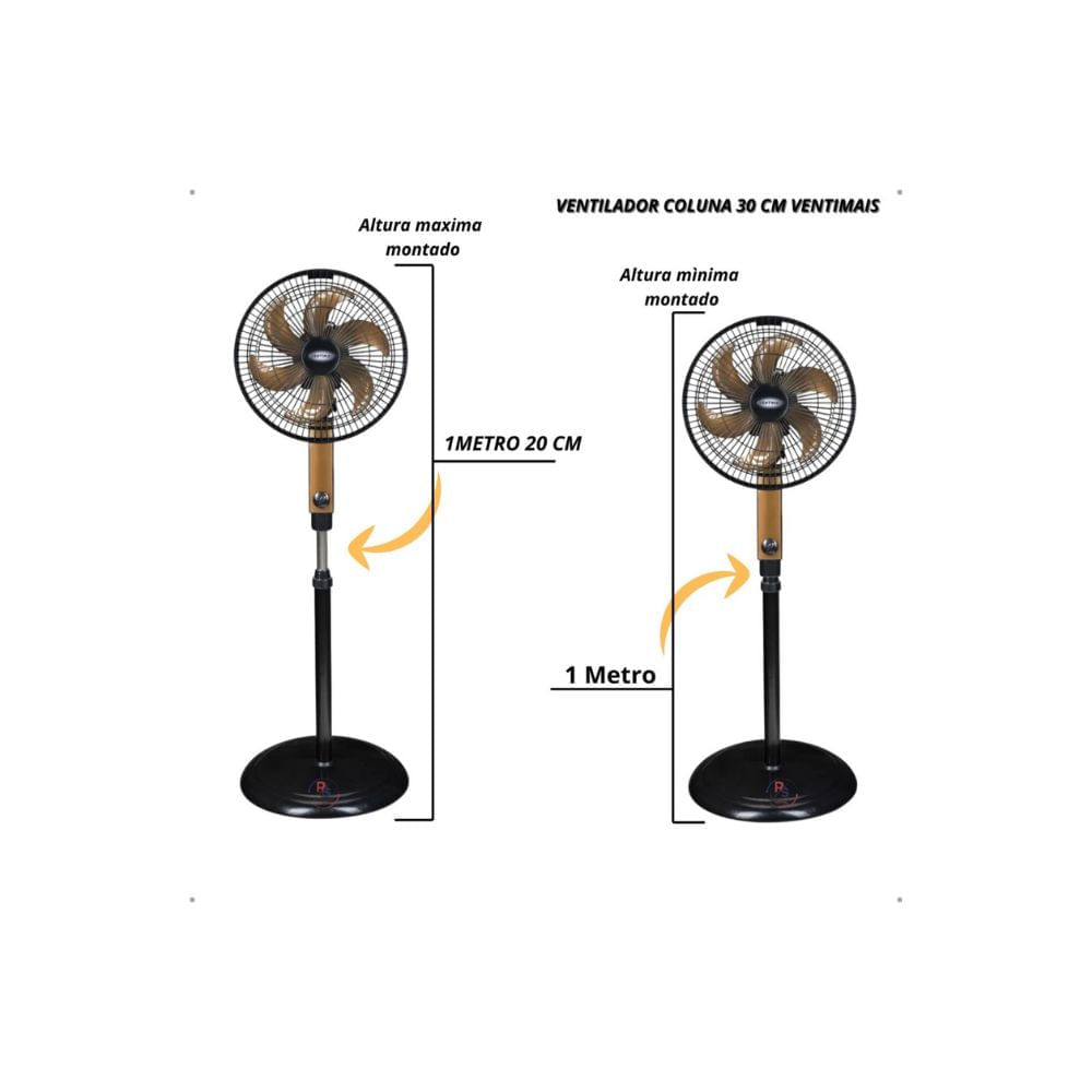 Ventilador de Coluna 30cm Ventimais Turbo 3 Vel Preto/Bronze 110v - Imagem 11