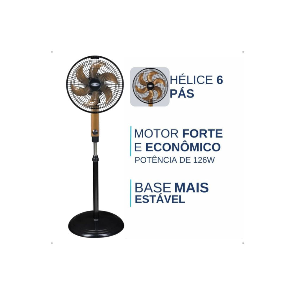 Ventilador de Coluna 30cm Ventimais Turbo 3 Vel Preto/Bronze 110v - Imagem 12