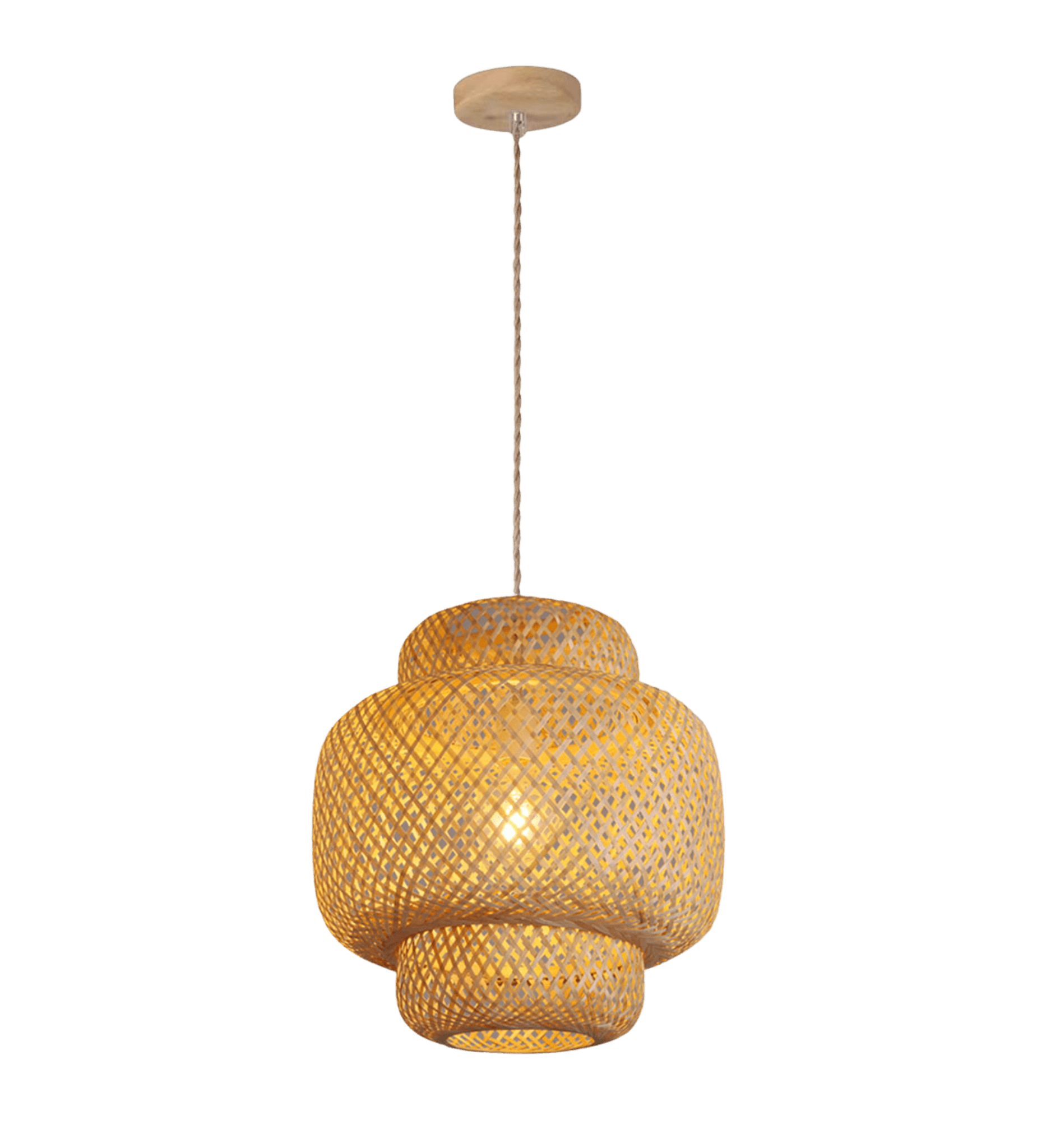 Pendente Bali 40x40cm Madeira C/ Fibra Bambu P/ 1 Lâmpada E-27 Cód. P-BALI-40 – GMH Trade