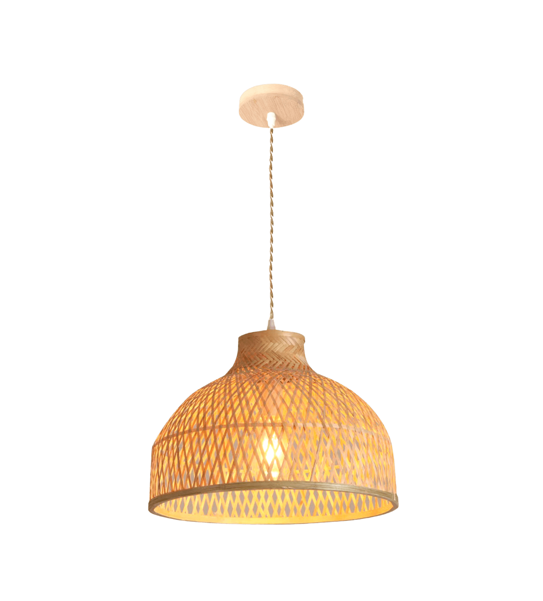 Pendente Jacarta 40x28cm Madeira C/ Fibra Bambu P/ 1 Lâmpada E-27 Cód. P-JACARTA-40 – GMH Trade