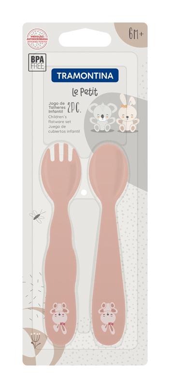 Jogo De Talheres 2 Pcs Le Petit Rosa Pastel Tramontina - Imagem 3
