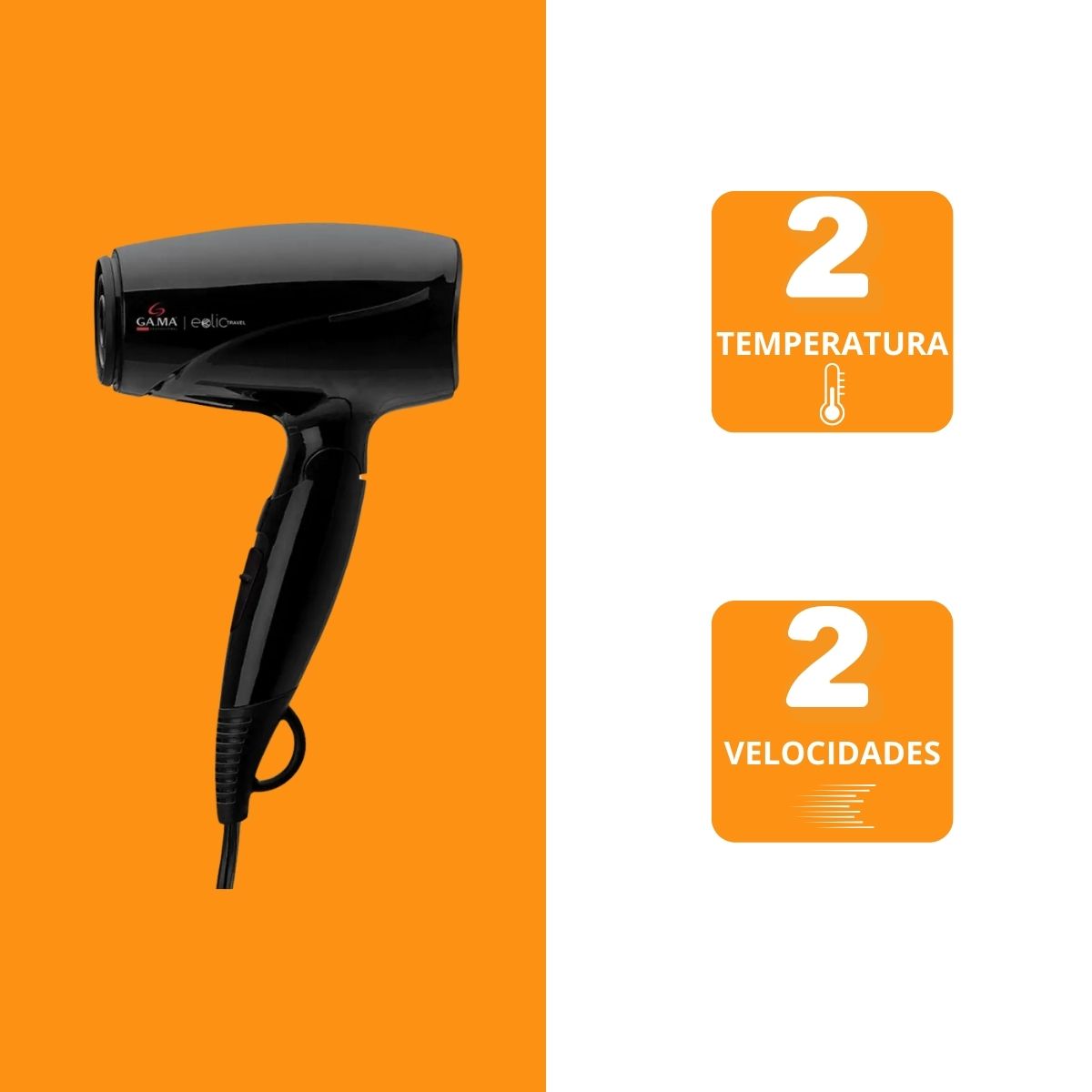 Secador de Cabelo GA.MA Italy 2 Vel EOLIC TRAVEL Black Bivolt Manual - Imagem 8
