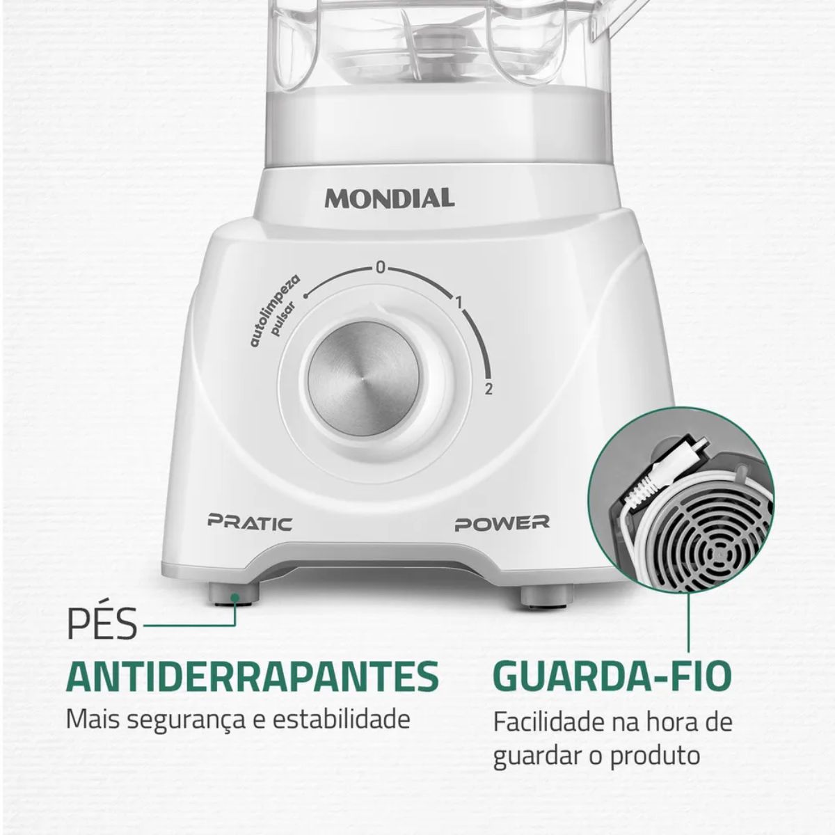 Liquidifcador 550W 2,2L Mondial L-97-W Pratic Power 2Vel Branco 127V - Imagem 12