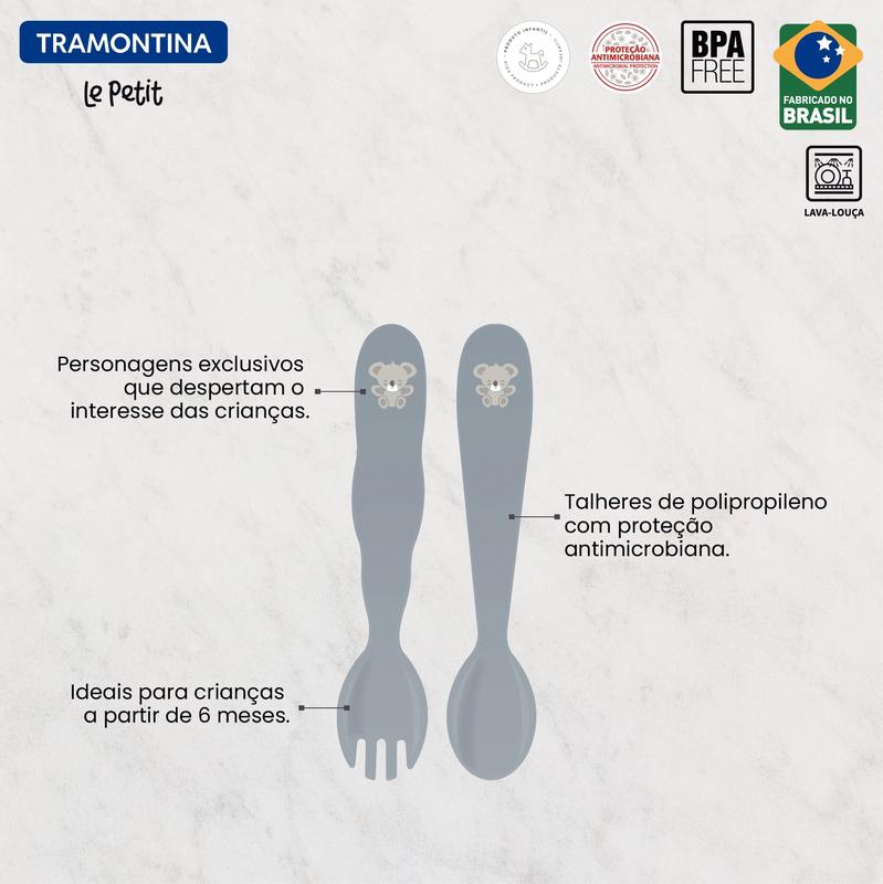 Jogo De Talheres 2 Pcs Le Petit Cinza Tramontina - Imagem 2