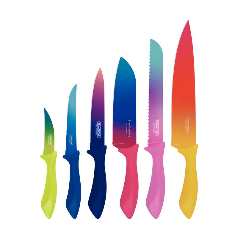 Jogo De Facas 6 Peças Colorcut Colorido Tramontina