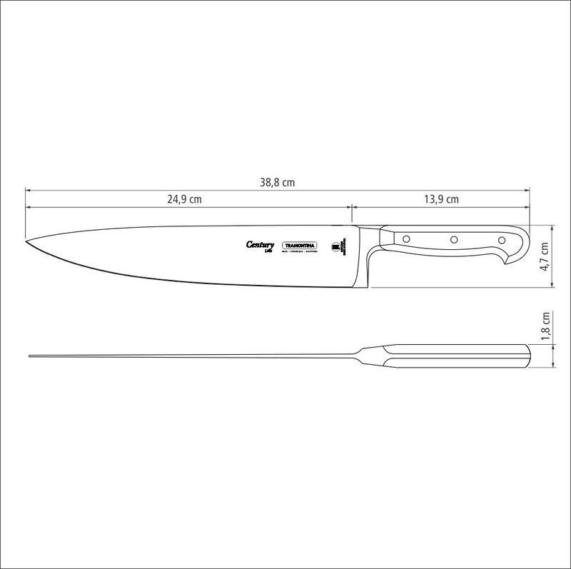 Faca Chef Tramontina Century Aço Inox 10" - Imagem 4
