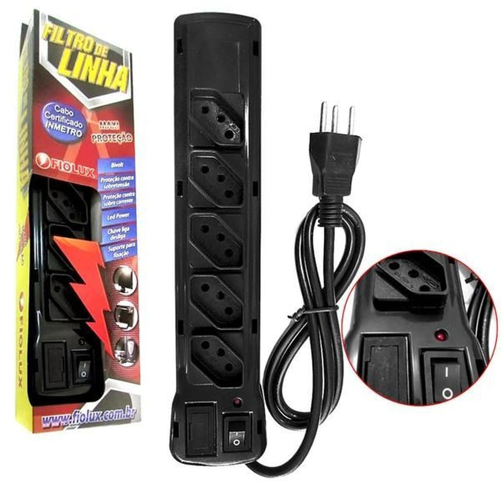 Filtro De Linha 5/T Preto – Fiolux - Imagem 2