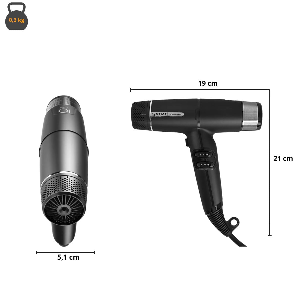 Secador de Cabelo Professional GA.MA Italy 1500W 2 Vel IQ LITE Black 110V - Imagem 2