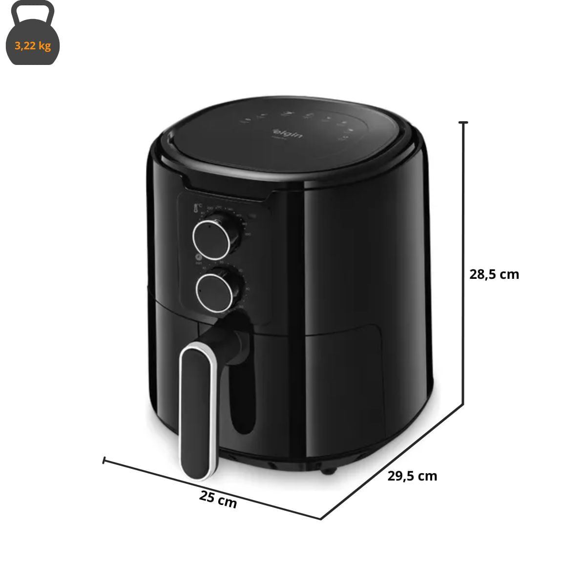Air Fryer AFG40 Elgin Cube Fry 4,2L 1600W Black 110V - Imagem 3