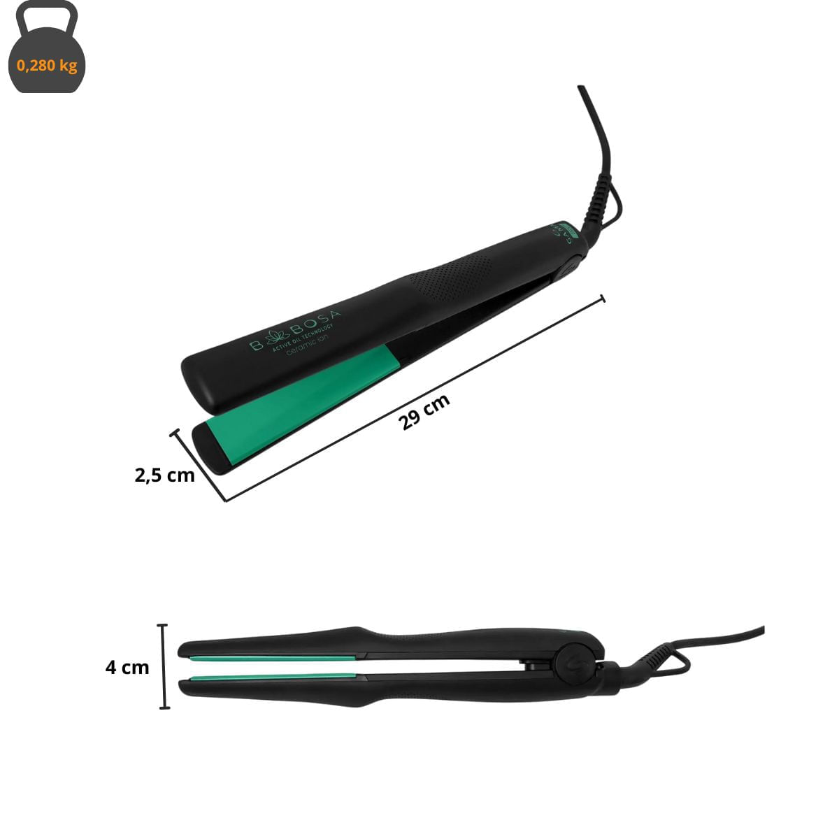 Prancha de Cabelo GA.MA Italy Babosa Ceramic Íon 220°C Preto Bivolt - Imagem 3