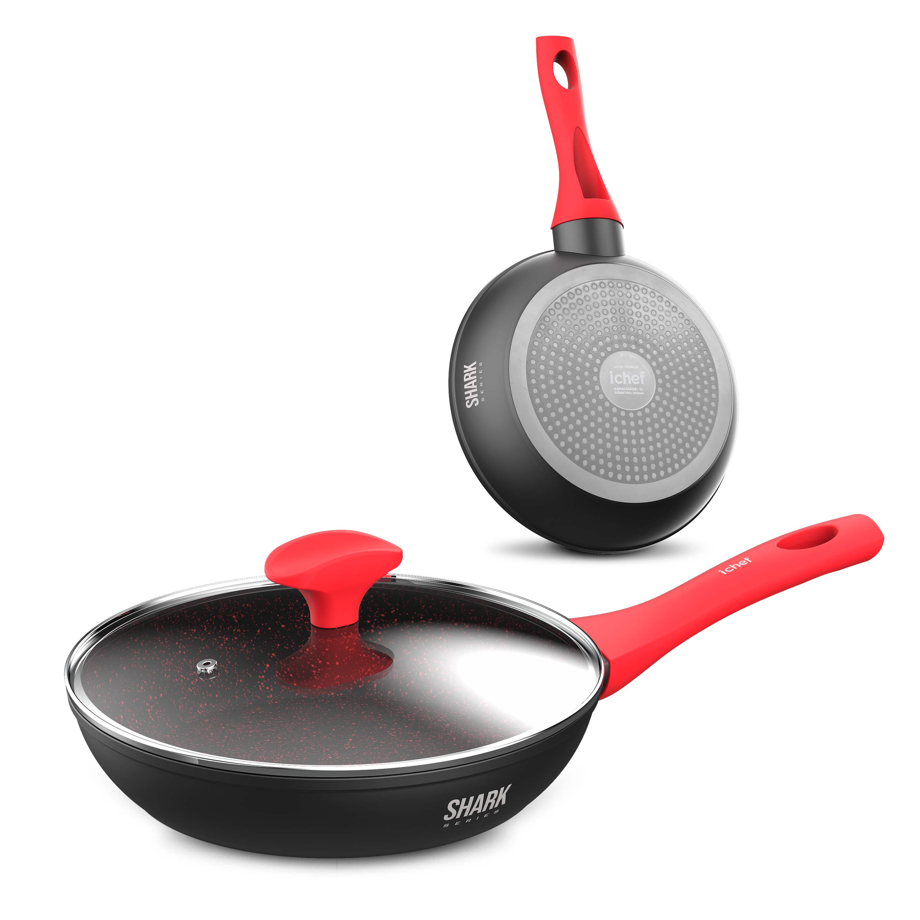 Panelas Ichef Home Vermelha Sauté Grand 24cm e Sauté Petit 20cm com Tampa 24cm - Imagem 2