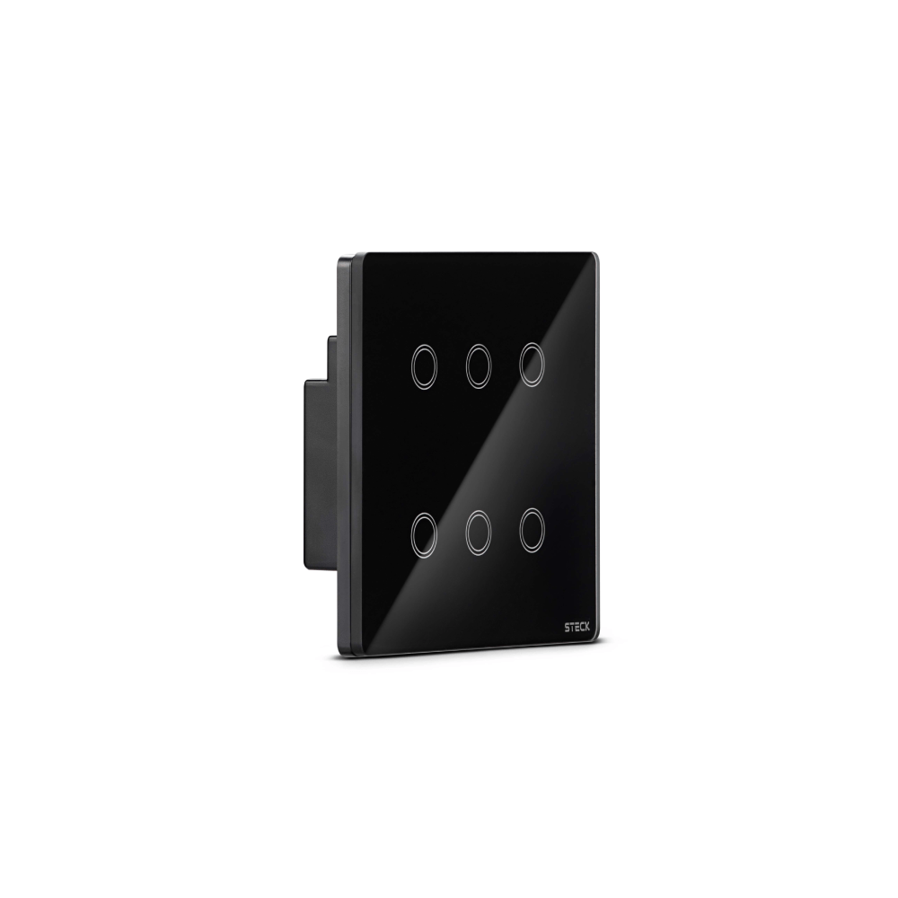 Interruptor Touch Wi-Fi 4x4 6 Módulos Smarteck Preto Cód. SMCI6PS2 – Steck