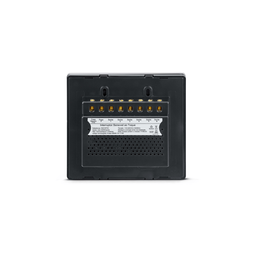 Interruptor Touch Wi-Fi 4x4 6 Módulos Smarteck Preto Cód. SMCI6PS2 – Steck - Imagem 3